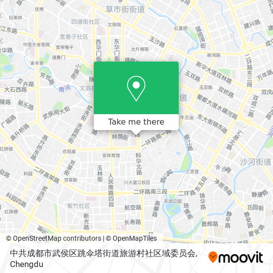 中共成都市武侯区跳伞塔街道旅游村社区域委员会 map