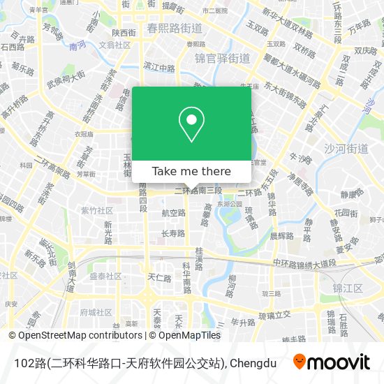 102路(二环科华路口-天府软件园公交站) map