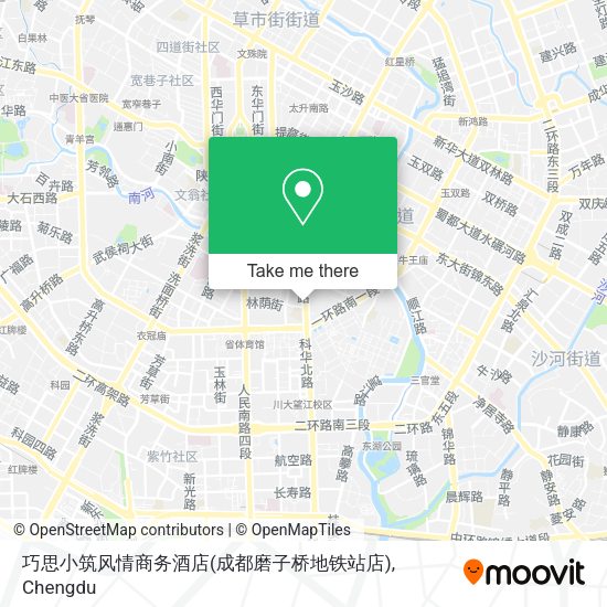 巧思小筑风情商务酒店(成都磨子桥地铁站店) map