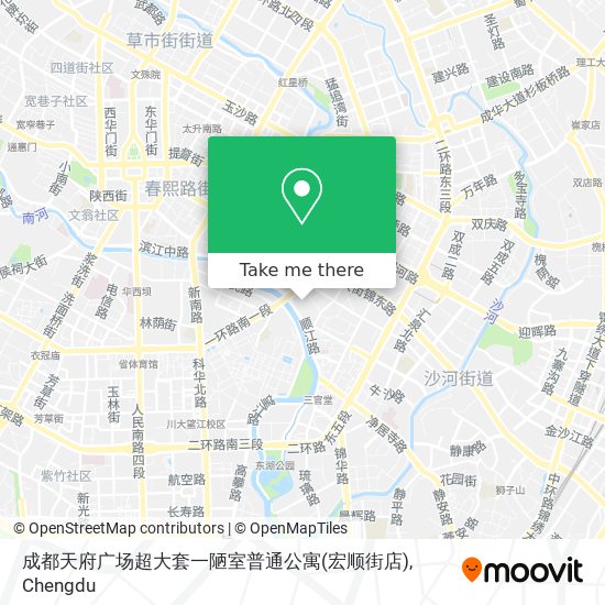 成都天府广场超大套一陋室普通公寓(宏顺街店) map