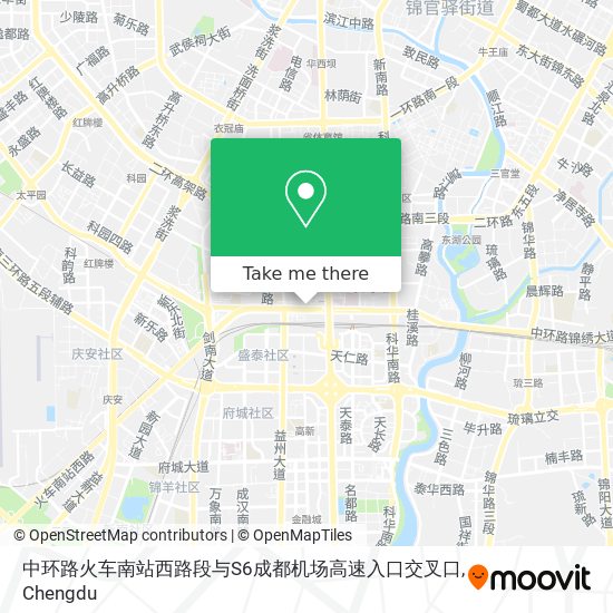 中环路火车南站西路段与S6成都机场高速入口交叉口 map