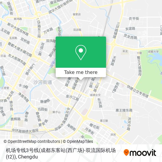 机场专线3号线(成都东客站(西广场)-双流国际机场(t2)) map