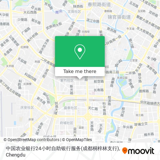 中国农业银行24小时自助银行服务(成都桐梓林支行) map