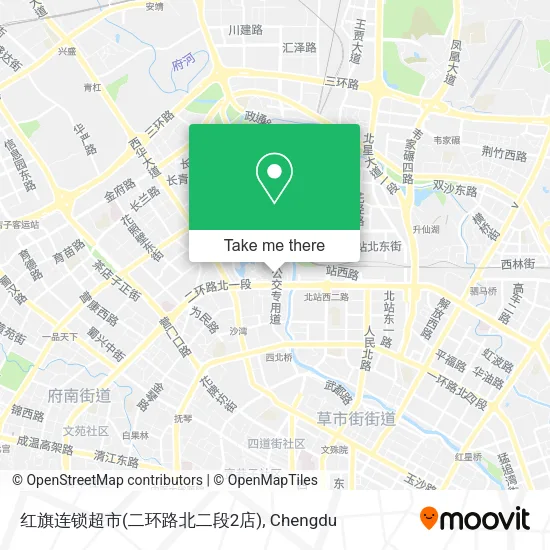 红旗连锁超市(二环路北二段2店) map