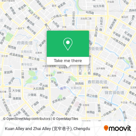 Kuan Alley and Zhai Alley (宽窄巷子) map