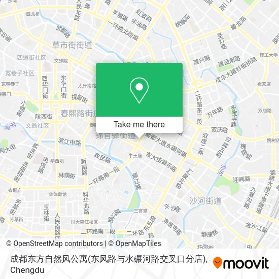 成都东方自然风公寓(东风路与水碾河路交叉口分店) map