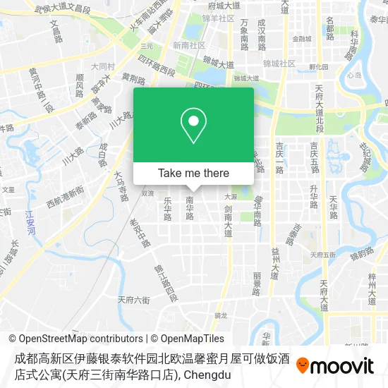 成都高新区伊藤银泰软件园北欧温馨蜜月屋可做饭酒店式公寓(天府三街南华路口店) map