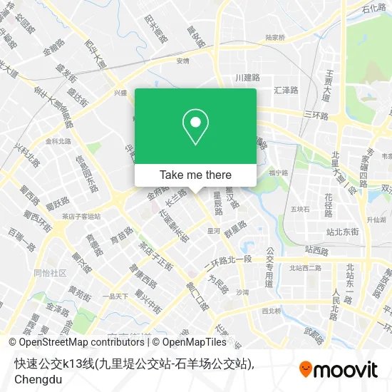 快速公交k13线(九里堤公交站-石羊场公交站) map