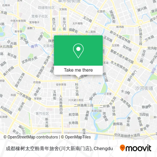 成都橡树太空舱青年旅舍(川大新南门店) map