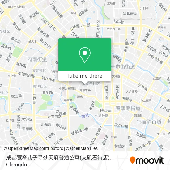 成都宽窄巷子寻梦天府普通公寓(支矶石街店) map
