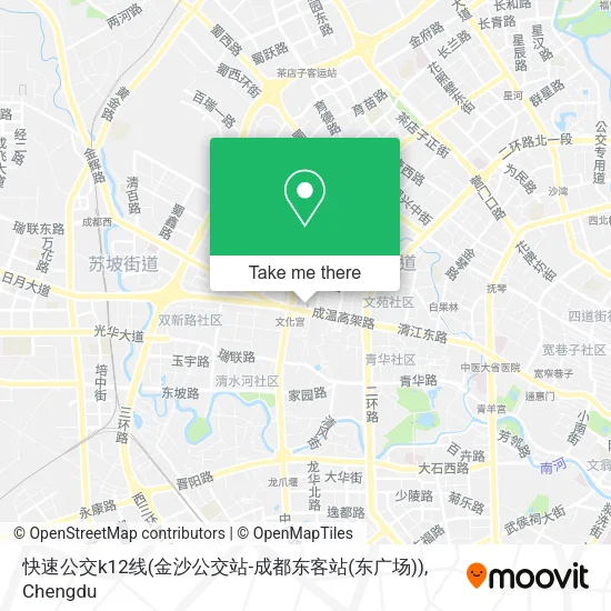 快速公交k12线(金沙公交站-成都东客站(东广场)) map