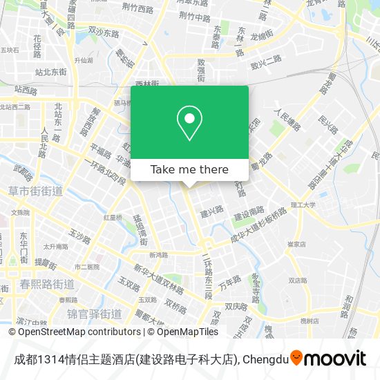 成都1314情侣主题酒店(建设路电子科大店) map