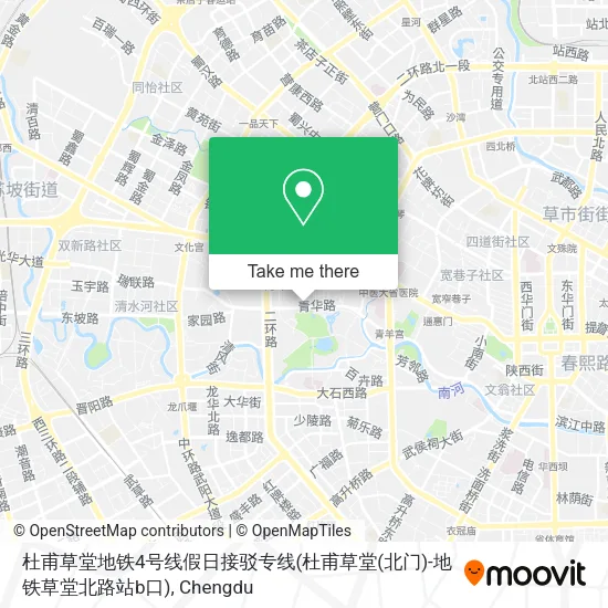 杜甫草堂地铁4号线假日接驳专线(杜甫草堂(北门)-地铁草堂北路站b口) map