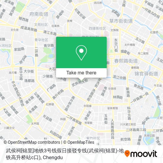 武侯祠[锦里]地铁3号线假日接驳专线(武侯祠(锦里)-地铁高升桥站c口) map
