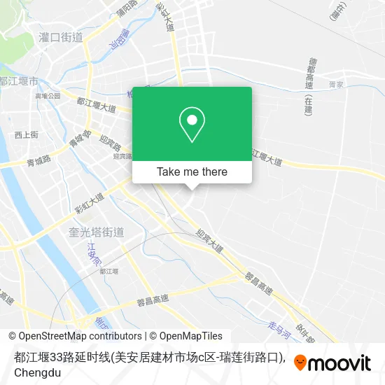 都江堰33路延时线(美安居建材市场c区-瑞莲街路口) map