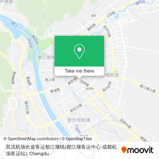 双流机场长途客运都江堰线(都江堰客运中心-成都机场客运站) map