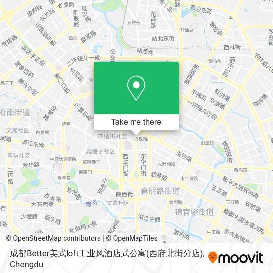 成都Better美式loft工业风酒店式公寓(西府北街分店) map