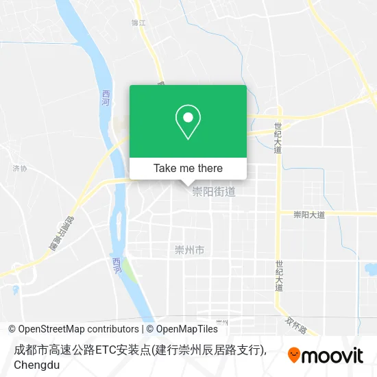 成都市高速公路ETC安装点(建行崇州辰居路支行) map