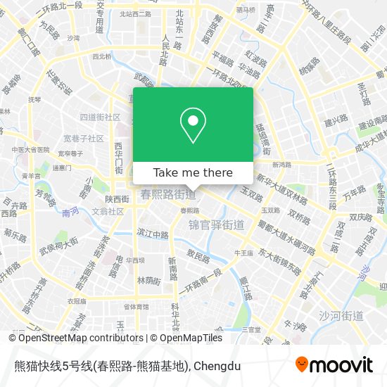 熊猫快线5号线(春熙路-熊猫基地) map