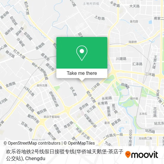 欢乐谷地铁2号线假日接驳专线(华侨城天鹅堡-茶店子公交站) map