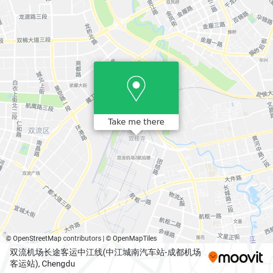 双流机场长途客运中江线(中江城南汽车站-成都机场客运站) map