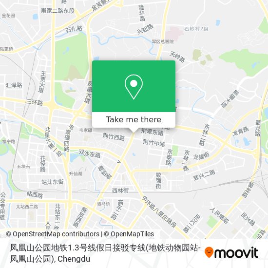 凤凰山公园地铁1.3号线假日接驳专线(地铁动物园站-凤凰山公园) map