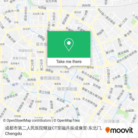 成都市第二人民医院螺旋CT室磁共振成像室-东北门 map