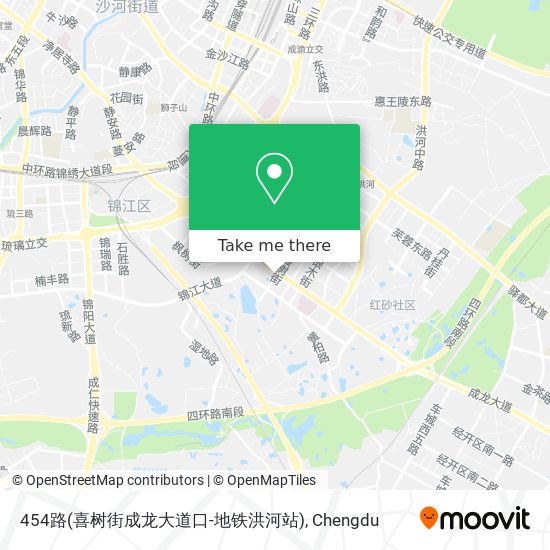 454路(喜树街成龙大道口-地铁洪河站) map