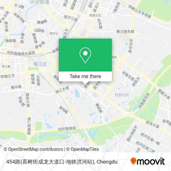 454路(喜树街成龙大道口-地铁洪河站) map