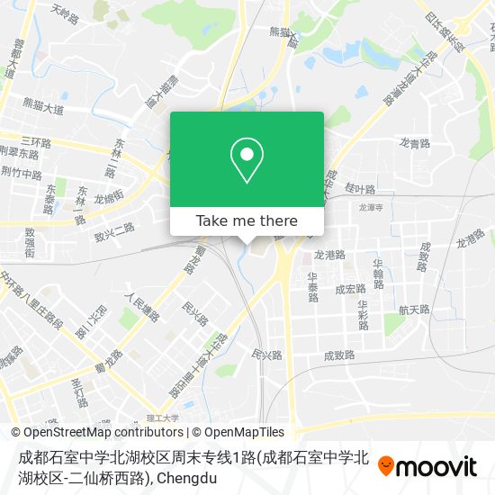 成都石室中学北湖校区周末专线1路(成都石室中学北湖校区-二仙桥西路) map
