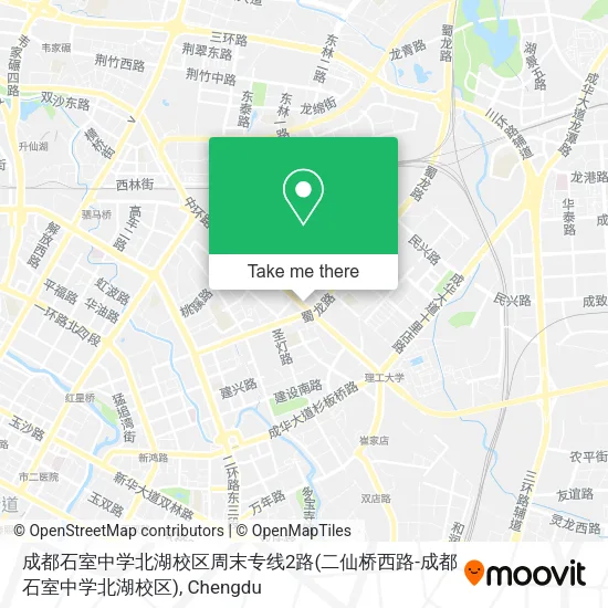 成都石室中学北湖校区周末专线2路(二仙桥西路-成都石室中学北湖校区) map