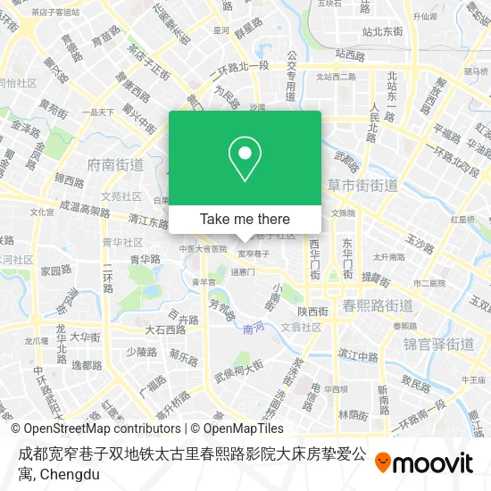 成都宽窄巷子双地铁太古里春熙路影院大床房挚爱公寓 map