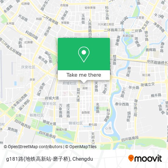 g181路(地铁高新站-磨子桥) map