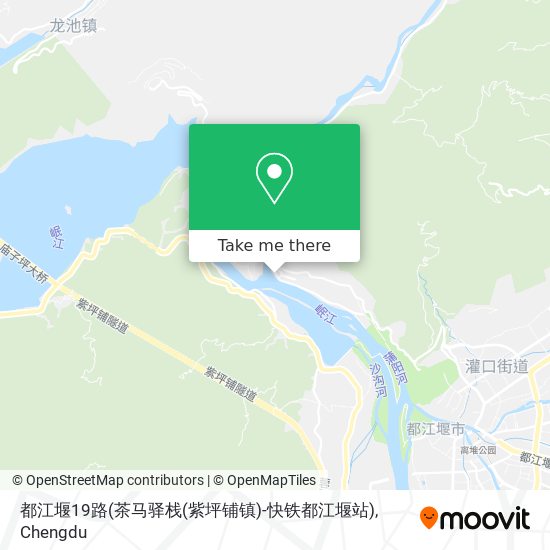 都江堰19路(茶马驿栈(紫坪铺镇)-快铁都江堰站) map