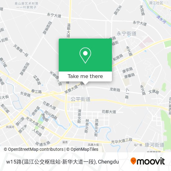 w15路(温江公交枢纽站-新华大道一段) map