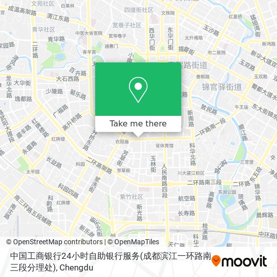 中国工商银行24小时自助银行服务(成都滨江一环路南三段分理处) map
