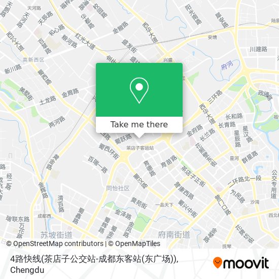 4路快线(茶店子公交站-成都东客站(东广场)) map