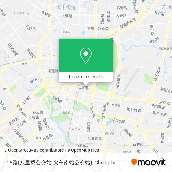 16路(八里桥公交站-火车南站公交站) map