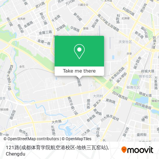 121路(成都体育学院航空港校区-地铁三瓦窑站) map