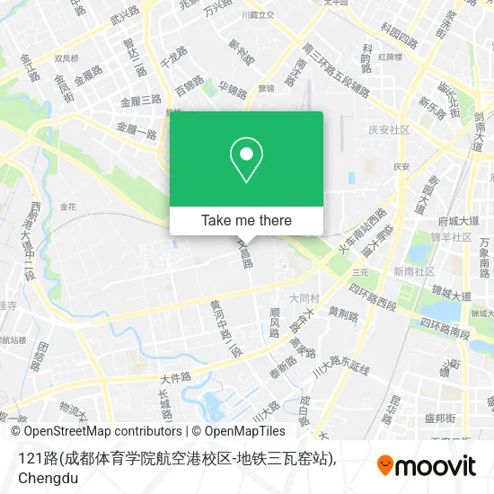 121路(成都体育学院航空港校区-地铁三瓦窑站) map