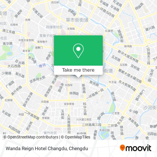 Wanda Reign Hotel Changdu map