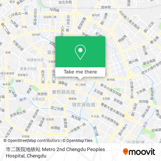 市二医院地铁站 Metro 2nd Chengdu Peoples Hospital map