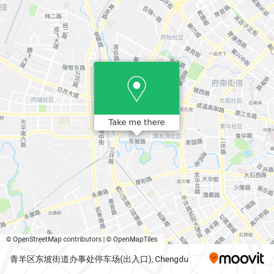 青羊区东坡街道办事处停车场(出入口) map
