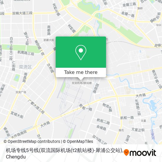 机场专线5号线(双流国际机场(t2航站楼)-犀浦公交站) map