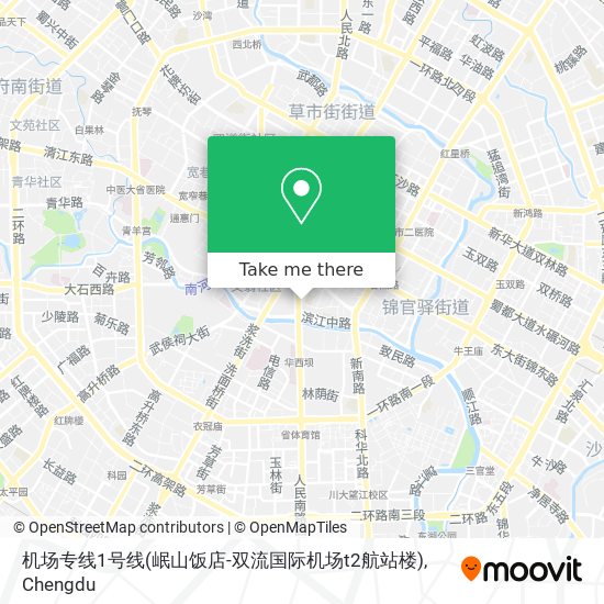机场专线1号线(岷山饭店-双流国际机场t2航站楼) map