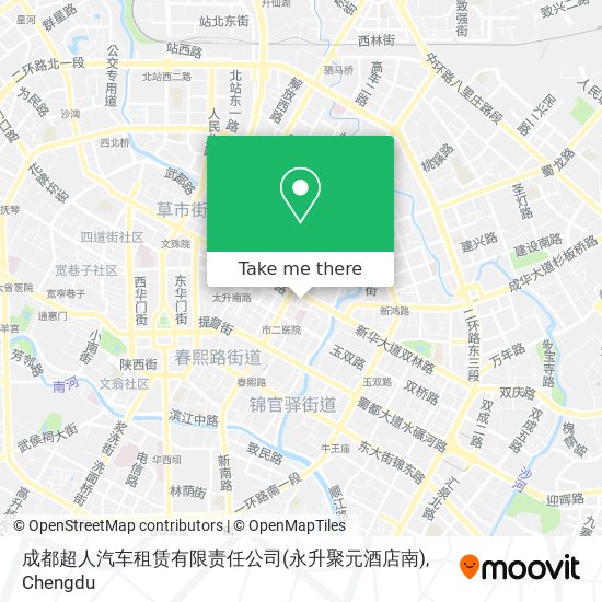 成都超人汽车租赁有限责任公司(永升聚元酒店南) map
