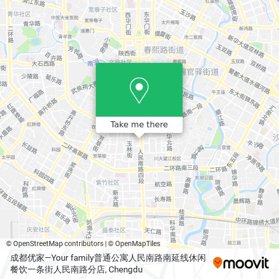 成都优家—Your family普通公寓人民南路南延线休闲餐饮一条街人民南路分店 map