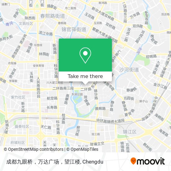 成都九眼桥，万达广场，望江楼 map