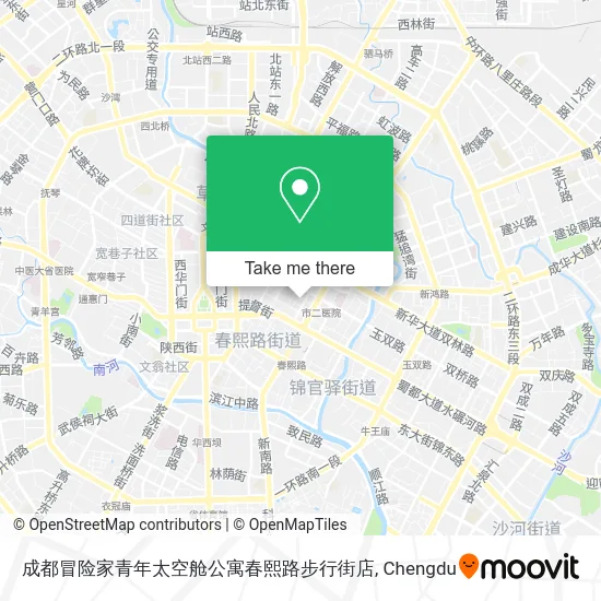 成都冒险家青年太空舱公寓春熙路步行街店 map