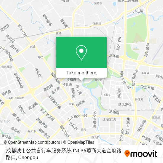 成都城市公共自行车服务系统JN036蓉商大道金府路路口 map